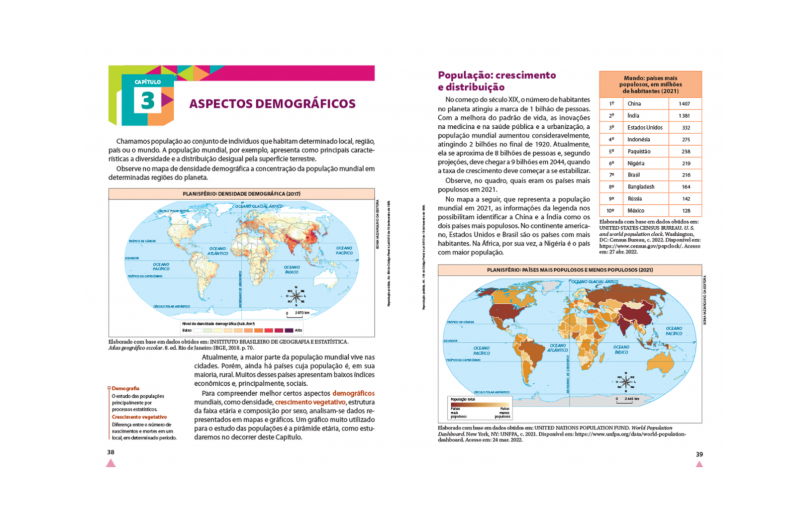 Leitura e interpretação de mapas e gráficos
Desenvolve a competência leitora e a alfabetização cartográfica no conteúdo principal, em seções e nas atividades.